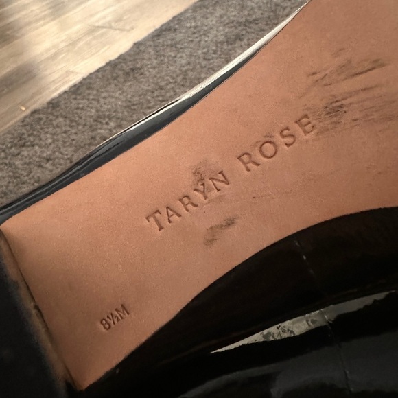 Taryn Rose Black Patent Leather Chunky Heels Squared Toe Size 8.5 Comfort Dressy - Picture 5 of 8